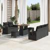 8-piece Garden Sofa Set with Black Poly Rattan Acacia Cushions, 3-piece Garden Dining Set 3361689