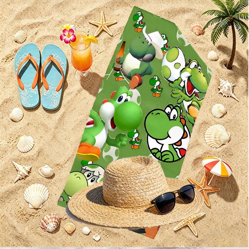 Yoshi Print Beach Towel, Versatile Lightweight Absorbent Beach Towel for Pool Surf Yoga Bathroom, Perfect Birthday Holiday Gift