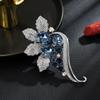 New Fashion Design Luxury And Elegant Blue Flower Brooch Light Luxury And Versatile  Women  Accessories
