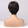 ALAN EATON Черно-коричневые синтетические парики с мелированием Короткие прямые парики для женщин Натуральные волосы Термостойкие парики с челкой