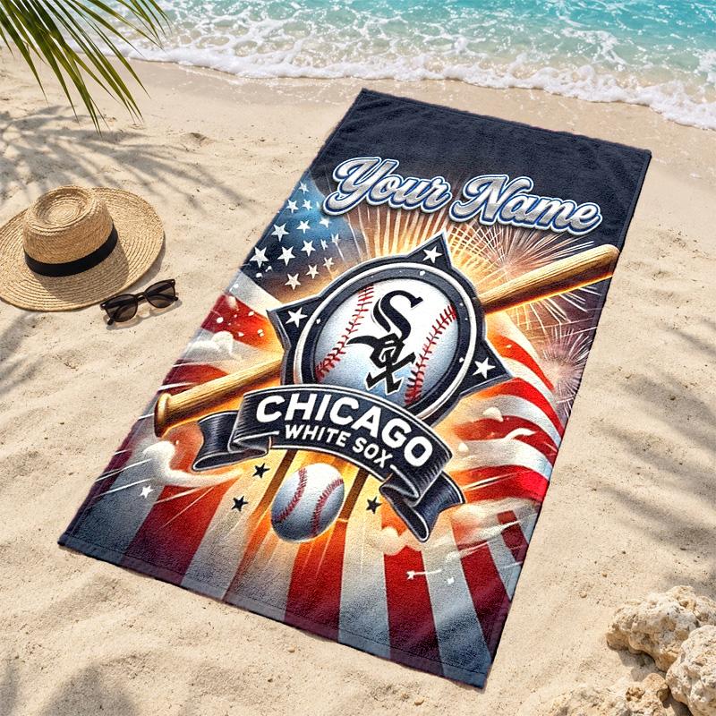 Chicago White Sox Custom Name Beach towels also serve as bath towels summer essential a musthave for the outdoors the beach and the pool