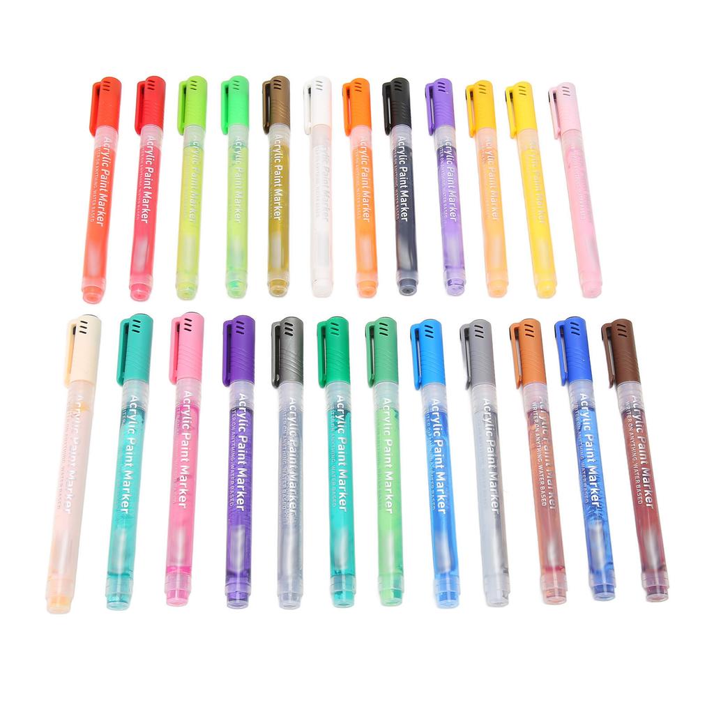 24 Colors Acrylic Paint Marker Pens Waterproof Quick Drying Smoothly Writing Paint Pens for Kids for Stones Wood Glass