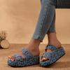 Women's Shoes On Sale New Buckle Women's Slippers Summer Open Toe Denim Outdoor Platform Casual Comfortable Plus Size Slippers