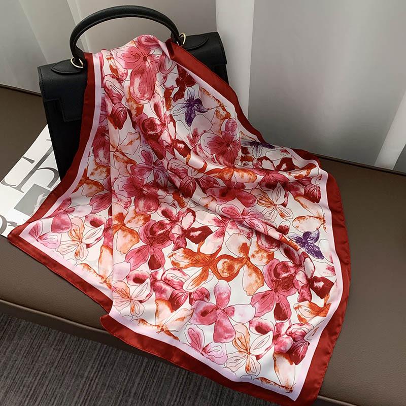 Retro 70*70 Square Scarf Colorful Silk Scarf Women Neck Scarf All-Match Shawl Trendy Headscarf Women'S Accessories Gifts