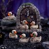 Durable Resin Figurines Mini Skeleton Duck Figurines, Halloween Tiny Figures, Spooky Creative Sculpture Miniature Bone Statue for Graveyard