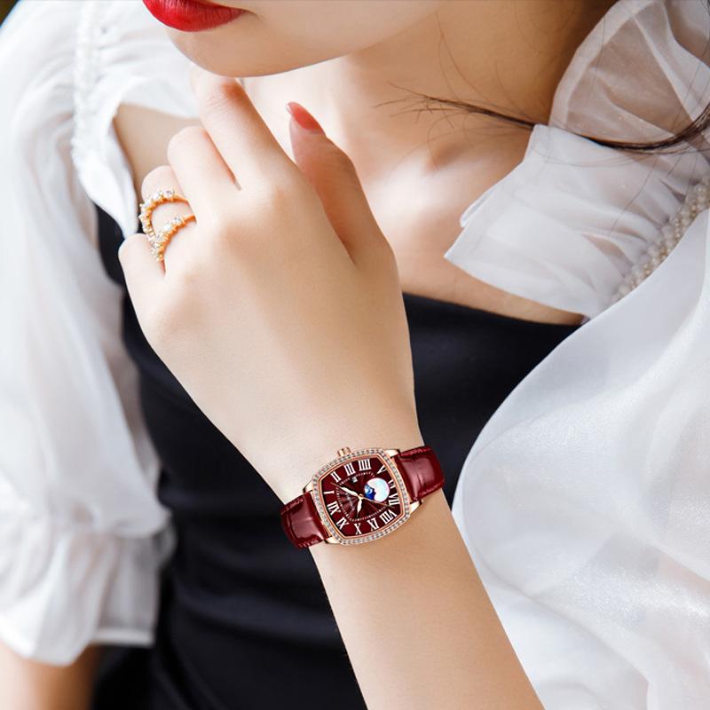 Ladies' Light Luxury Diamond Inlaid Quartz Watch, Luminous Waterproof, Ladies' Simple Temperament, Fashionable Wristwatch