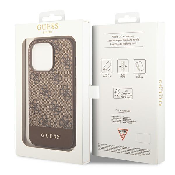 Guess Guhcp14Lg4Glbr Iphone 14 Pro6,1 Brązowy/Brown Twarde Etui Kolekcja Pasków 4G