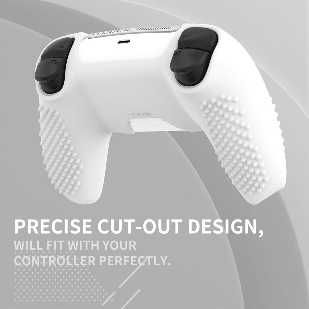 Protective Cover for PlayVital Ps5 Improved Silicone Cover Compatible with Charging 12 Thumb Grip Caps and 4 Stickers 3D Stud and Shockproof