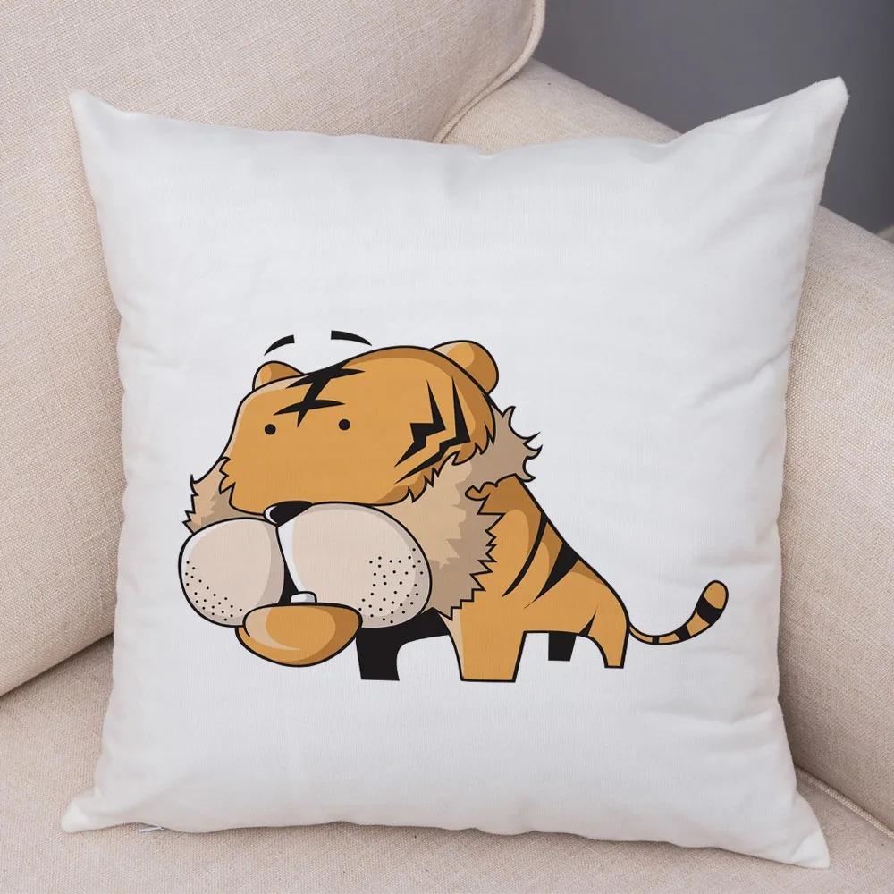 Забавные наволочки с изображением животных из мультфильмов для офиса, гостиной, дома, наволочки для автомобиля, украшения