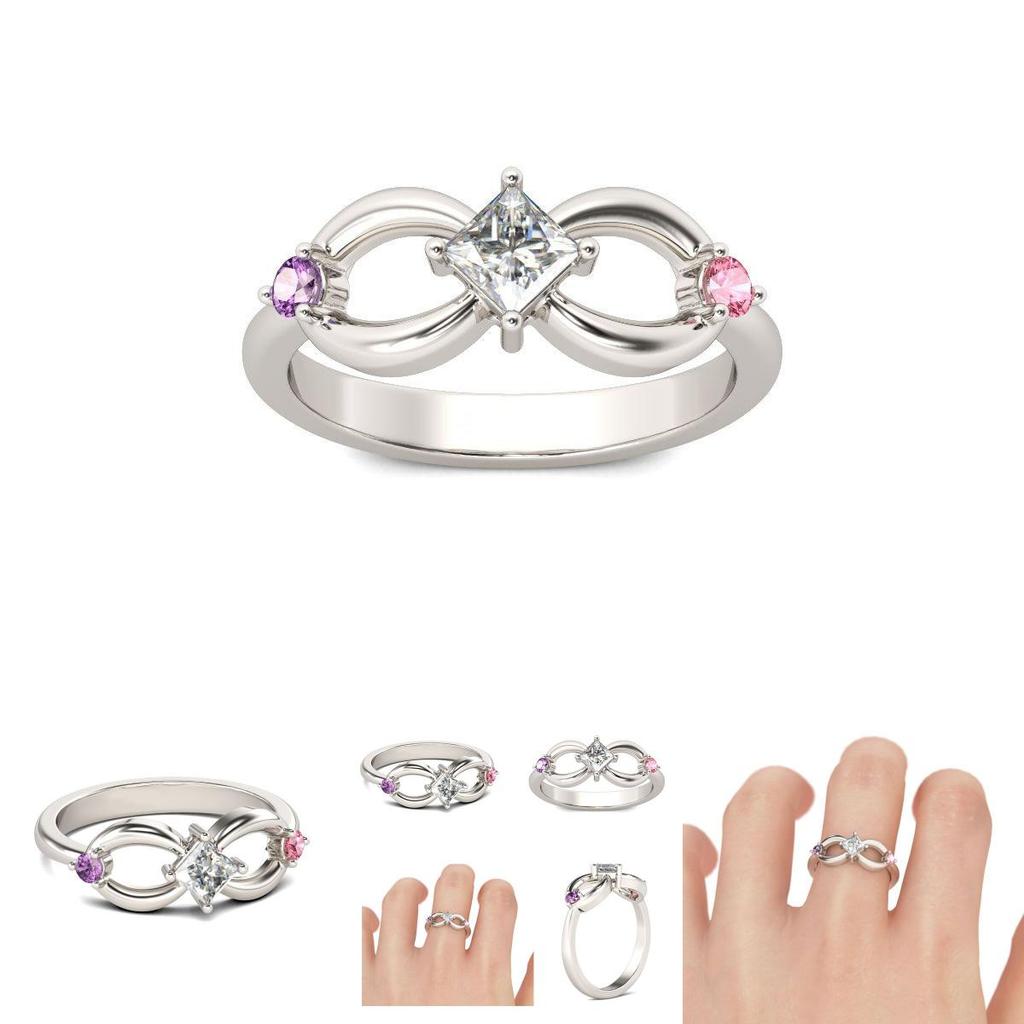 Элегантное модное посеребренное кольцо со стразами, сплав, дизайн "Бесконечность"