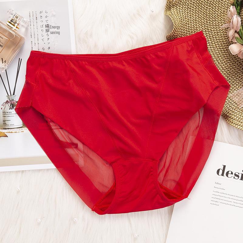 «Женские бесшовные сетчатые трусы Ice Silk со средней посадкой»: Дышащие, сексуальные и удобные, с промежностью из чистого хлопка».
