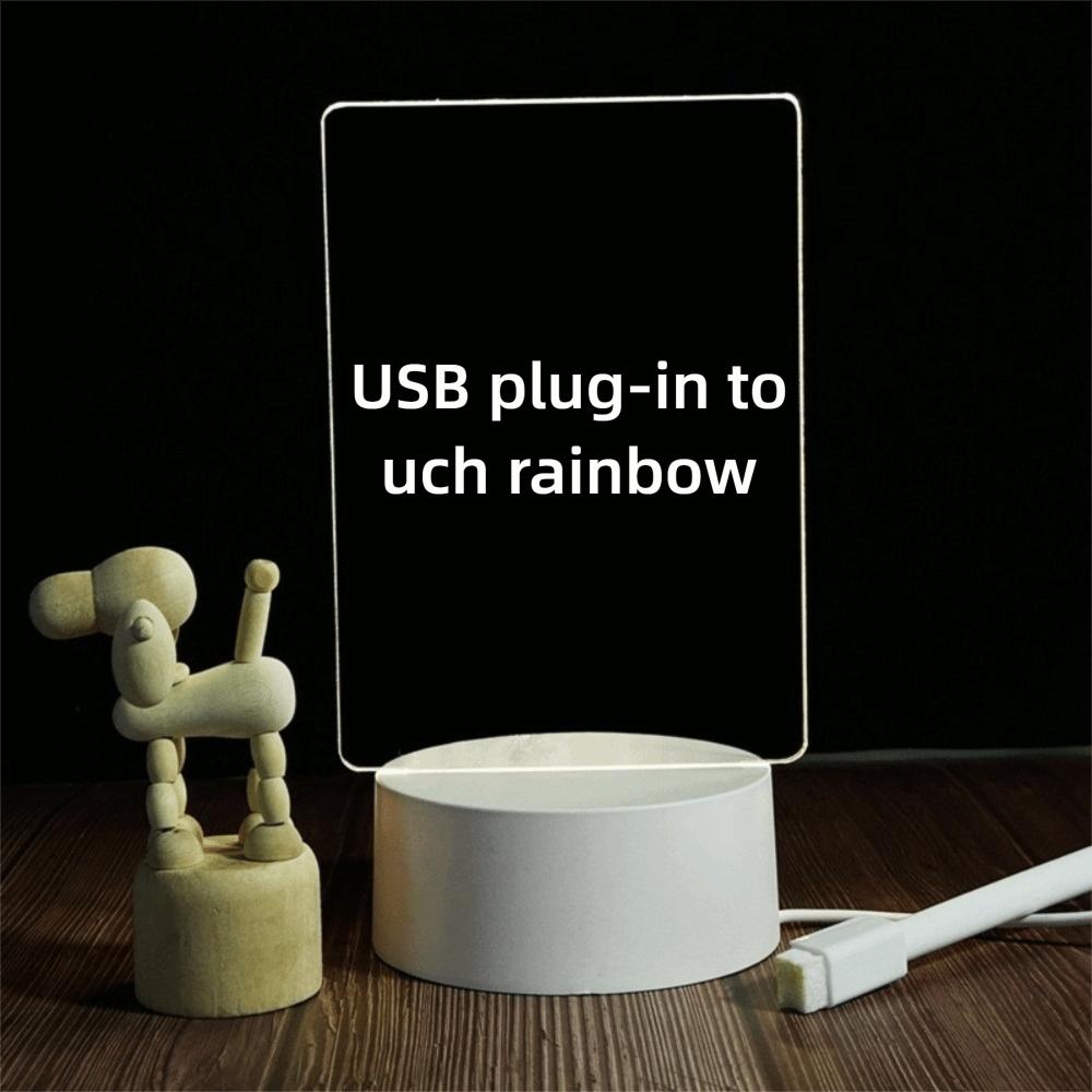 3D Glow Effect Message Board Night Light USB Powered Acrylic Writing Board Bedroom Decor