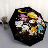 Hello Kitty and Friends Halloween Automatic 3-Fold Umbrella Design, Cute Cartoon Pattern, Portable Outdoor Umbrella, Perfect, Holiday Gift for Disney
