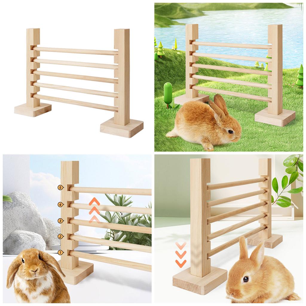 Natural Wooden Hurdle Wooden Jump Bar Toy for Small Animal Mouse Hurdle Hamster Rabbit Jump Cage Obstacle