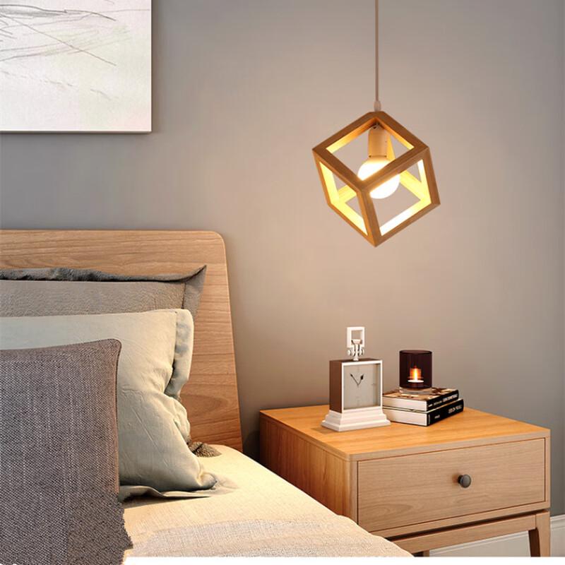 Lishin Modern Solid Wood 3-Head Rectangular Pendant Light