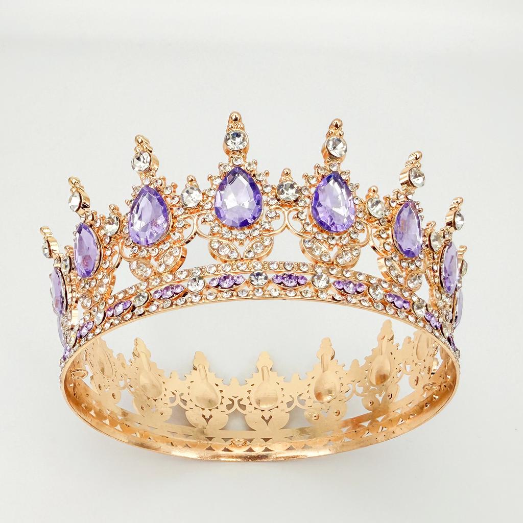 Full Circle Crown Tiara Colorful Baroque Retro Full Diamond Jewelry Wedding Accessories Crown Bridal Crown