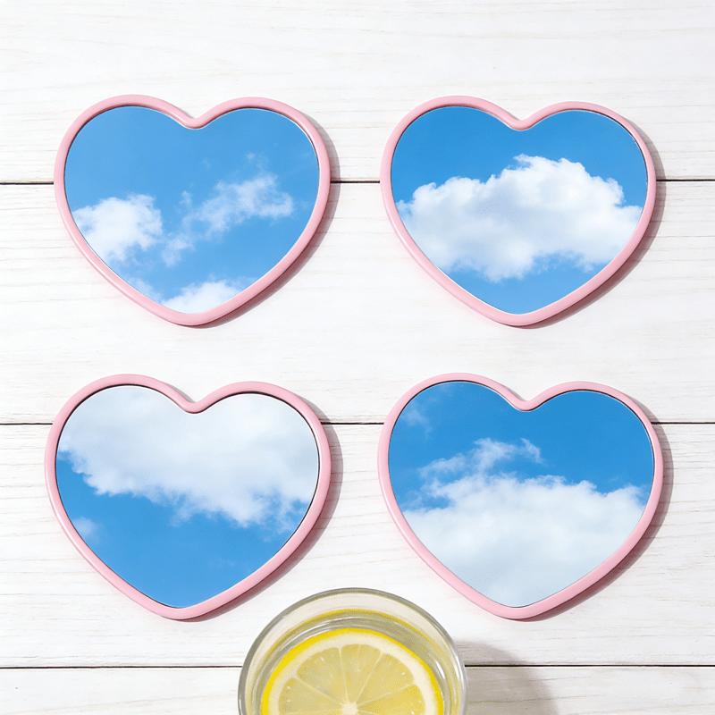 4/8pcs Travel Cute Love Mirror Party Gift Portable Pocket Mirror Kawaii Heart-shaped Makeup Mirror for Ladies Princesses Party