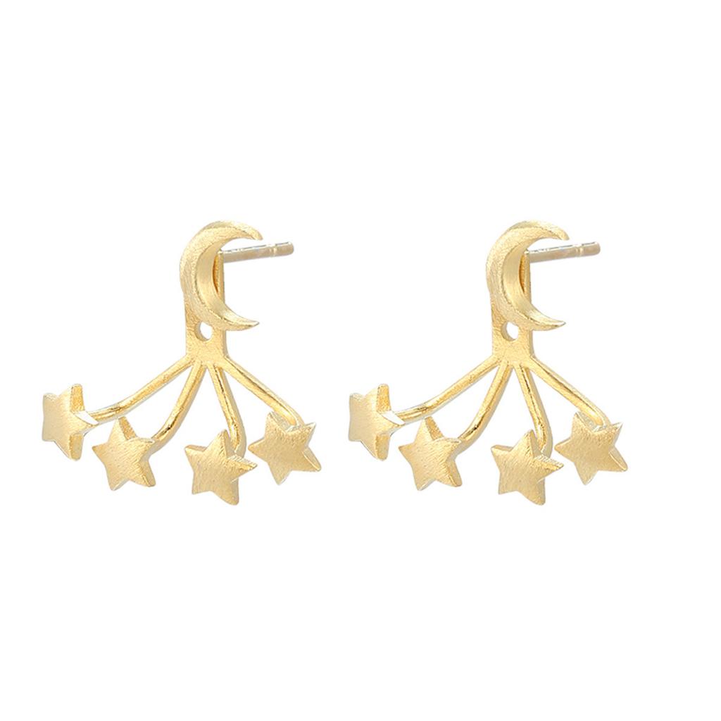 925 Silver Needle Star Moon Hanging Earrings Female Mori Sweet Premium Brushed Earrings Niche Fashion Earrings