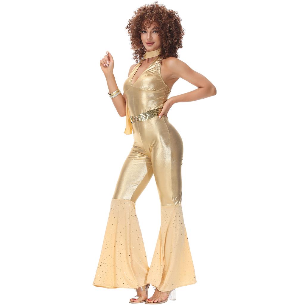 Ladies' s Vintage Disco Prom Suit Cosplay Halloween Costume Cos Suit Patent Leather Suit