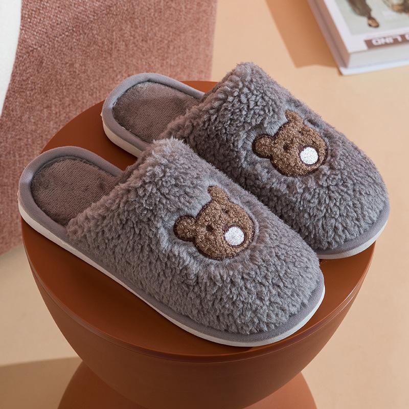 Fashion Men's and Women's New Plush Cotton Slippers Home Household Autumn and Winter Indoor Thick Bottom Non-slip Warmth Lovers