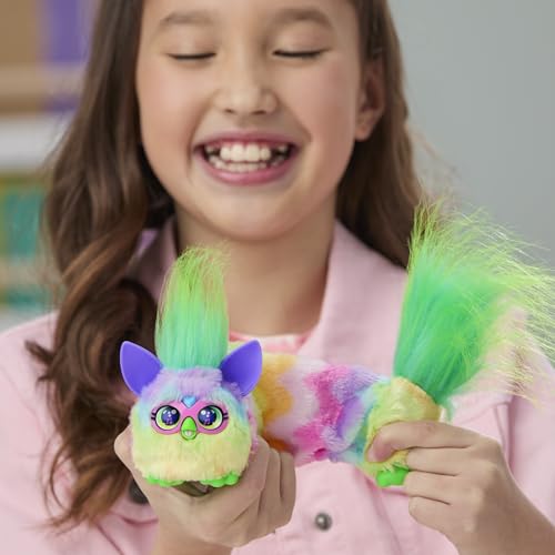 Hasbro Furby DJ Furblets Candy Swirl Мини-друг, говорящий только на Furby, моторизованная плюшевая игрушка с расширяющимся телом, звуками и музыкой, для детей от 6 лет и старше,
