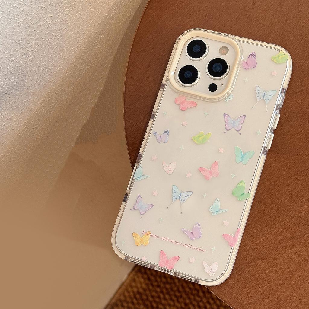 Свежий Красочный Бабочка 16promax Прозрачный Чехол для Мобильного Телефона iPhone 15 Подходит для 13 Вращающийся Магнитный Кронштейн