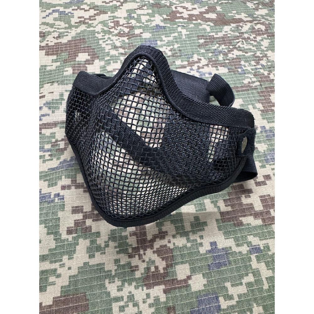 V1 Double‑Strap Steel Wire Half Face Mask, Camo Tactical Protective Mask for CS Airsoft Wargame Training