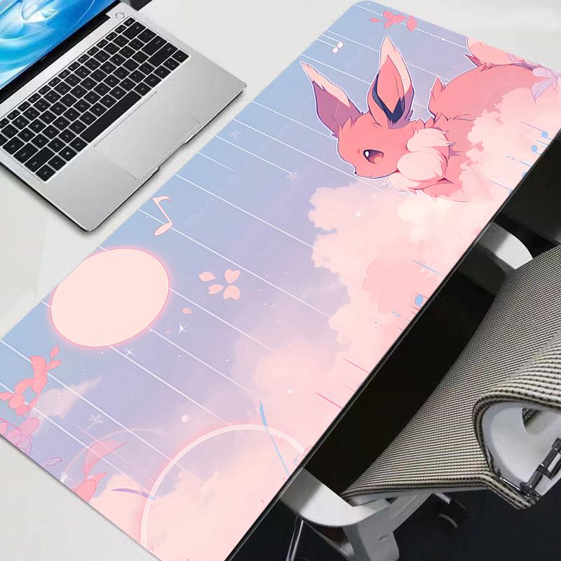 Large Gaming Mouse Pad Anime PC Computer Pokemon Pikachu Eevee Gamer Desk Mat For CS GO LOL XXL Laptop Kawaii Mousepad