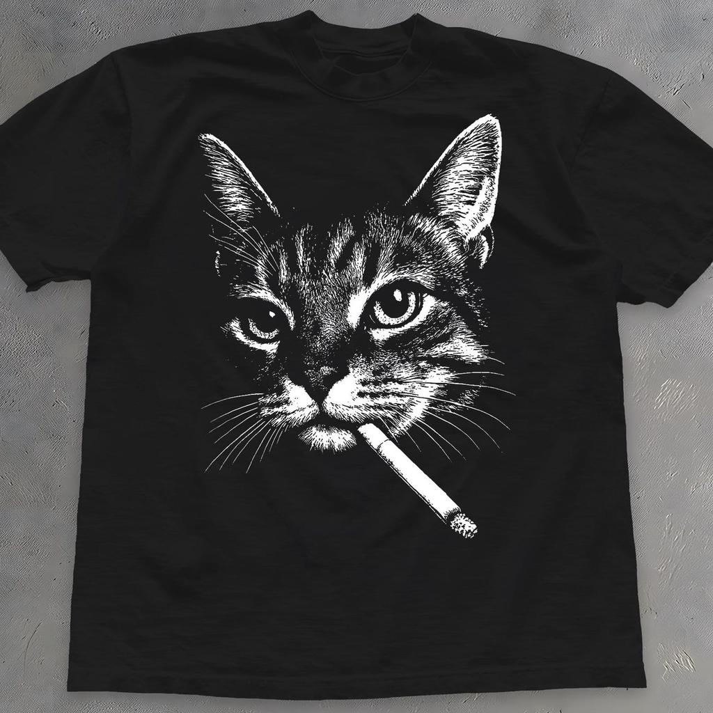Smoking Cat Shirt - Dark Humor Cigarette Meme Tee