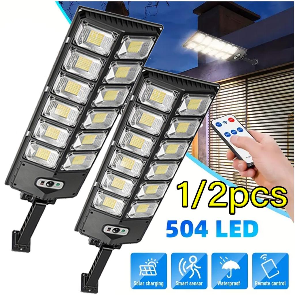 2PCS 504 LED Solar Wall Lamp Outdoor with Motion Sensor 3 Mode Waterproof Human Induction Super Bright Solar Light for Yard Garden