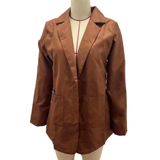 Women Suit Coat Lapel Long Sleeve Open Front Suit Jacket Solid Color Urban Style Spring Autumn Business Outerwear