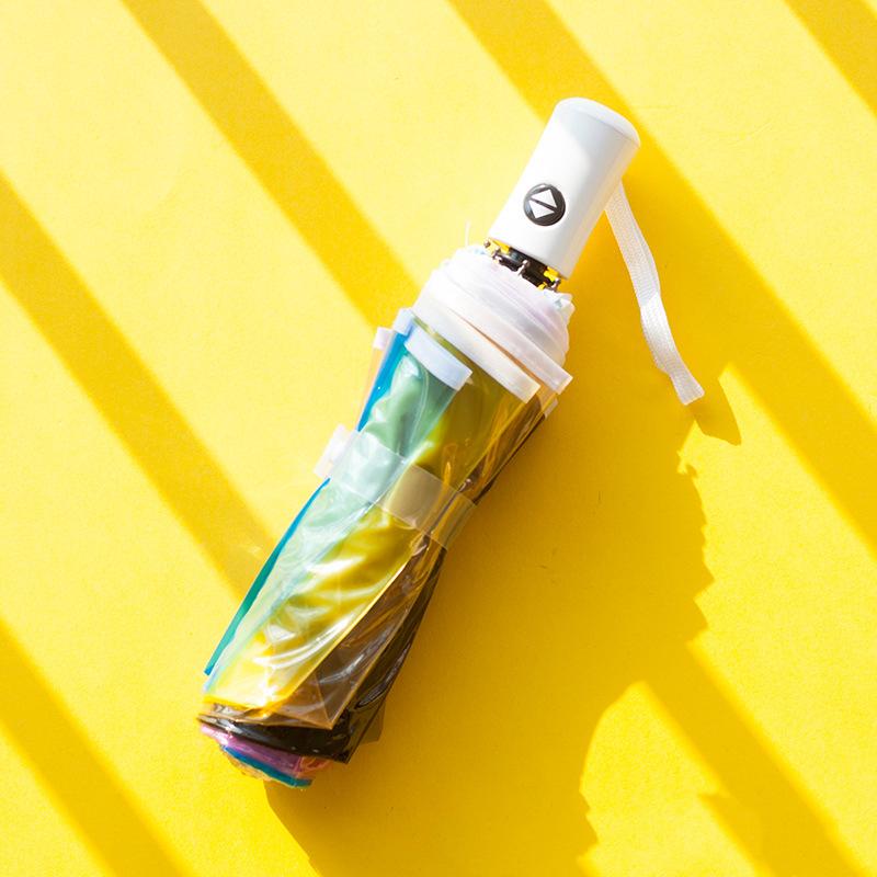 Umbrella Colorful Transparent Automatic Umbrella Travel Lightweight Folding Umbrella Wind and Rain Resistant Three Fold Umbrella