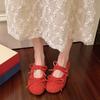 French Evening Wind Mary Jane Shoes Double Bow Soft Sole Single Shoes Ballet Shoes Early Spring Flats Women's Shoes with Skirts