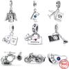 New Fit S925 Original Bracelet S925 Silver Motorcycle Passport Helicopter Bag Camera Charms Beads Fine DIY Jewelry Making