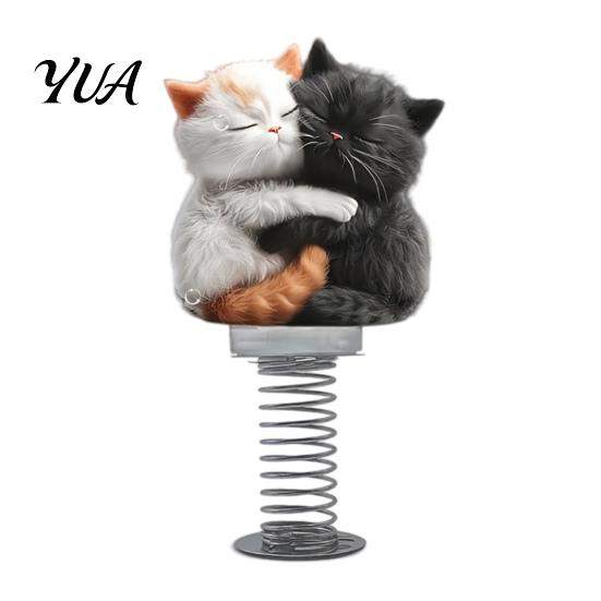 Funny Vehicle Wobble Decor Cute Cat Car Dashboard Decorations with Spring Swing Design, 2D Flat Acrylic Kitten High Elastic Ornaments, Stable
