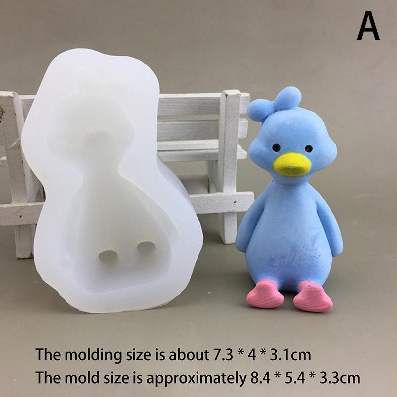 3D Милая мультяшная утка Силиконовая форма DIY Ароматизированная свеча Гипсовая мыльная смоляная форма Ручная выпечка Шоколадный торт Форма