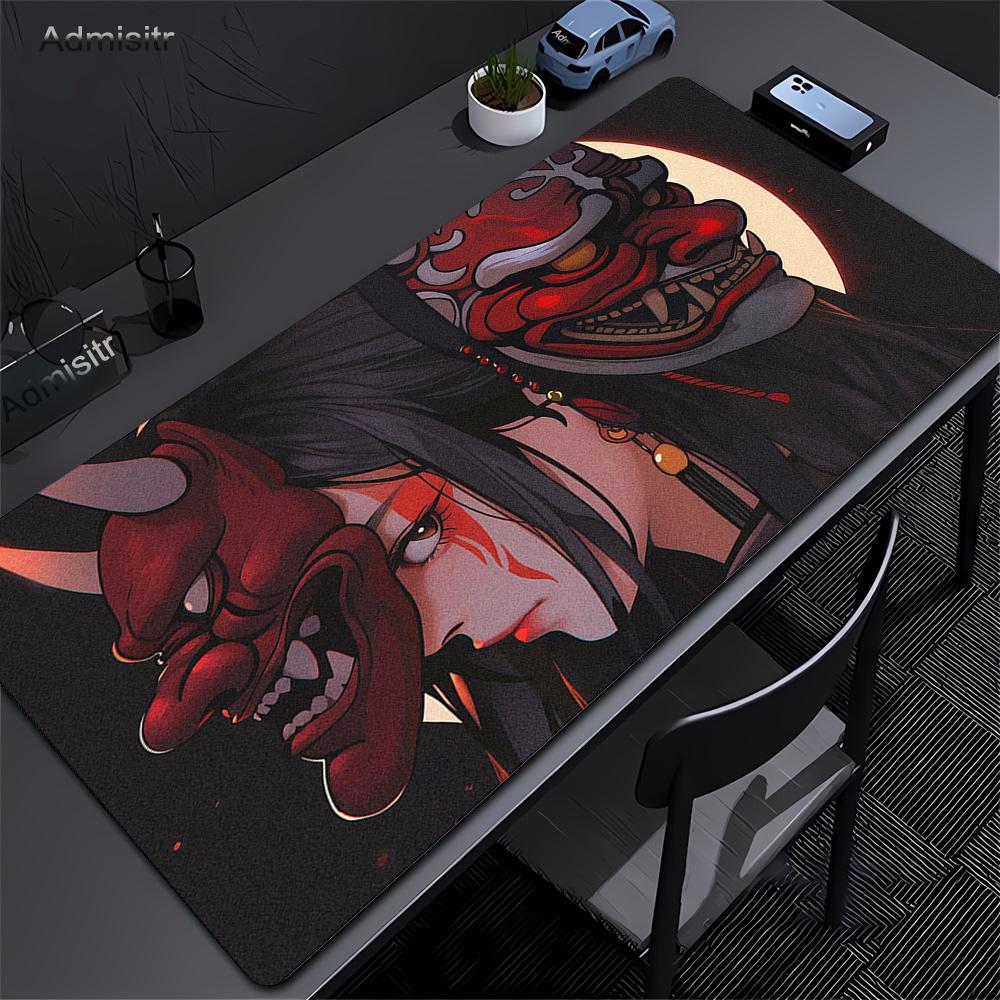Oni Devil Mask Rubber Mouse Mat Gamer Mouse Pad Anime Girls Large Gaming Mousepad Game HD Print Keyboard Pads Non-Slip Deskmat