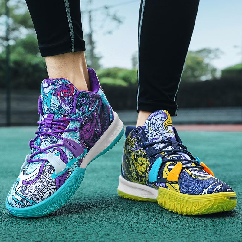 Трендовые мужские баскетбольные кроссовки с граффити, детские и женские дышащие спортивные туфли, спортивные баскетбольные кроссовки для тренировок в тренажерном зале, размер 36-45