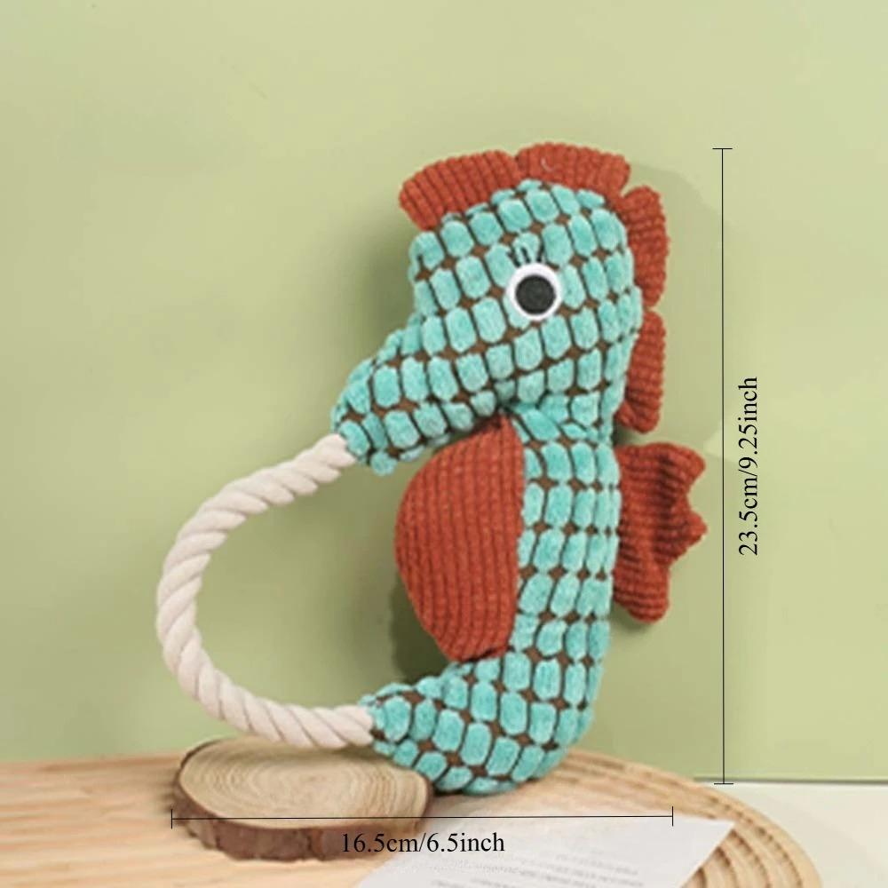 Seahorse Plush Toy for Dogs Bite Resistant Squeaky Rope Toy for Puppies Funny Dog Accessories