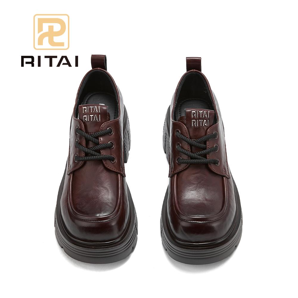 Женские кожаные туфли на шнуровке, увеличивающие рост, туфли на толстой подошве, удобные повседневные туфли в стиле ретро