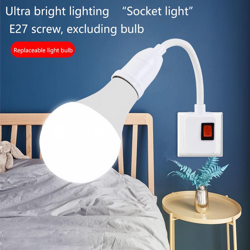 1 шт., европейская/британская вилка, светодиодная настольная лампа, шланг, рычаг управления, E27, прямая вилка, поворотная головка, патрон лампы E27 с выключателем