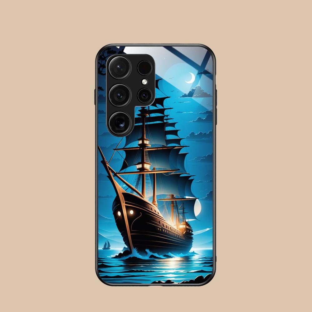 Пиратский Корсар Чехол для Мобильного Телефона для Samsung Galaxy S26 S25 S24 S23 S22 S21 S20 Note20 Plus FE Ultra Стеклянный Цветной Чехол Чехол