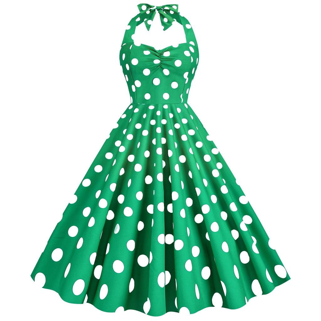 Retro 50s Hepburn-Style Waist-Cinching Slim Dress