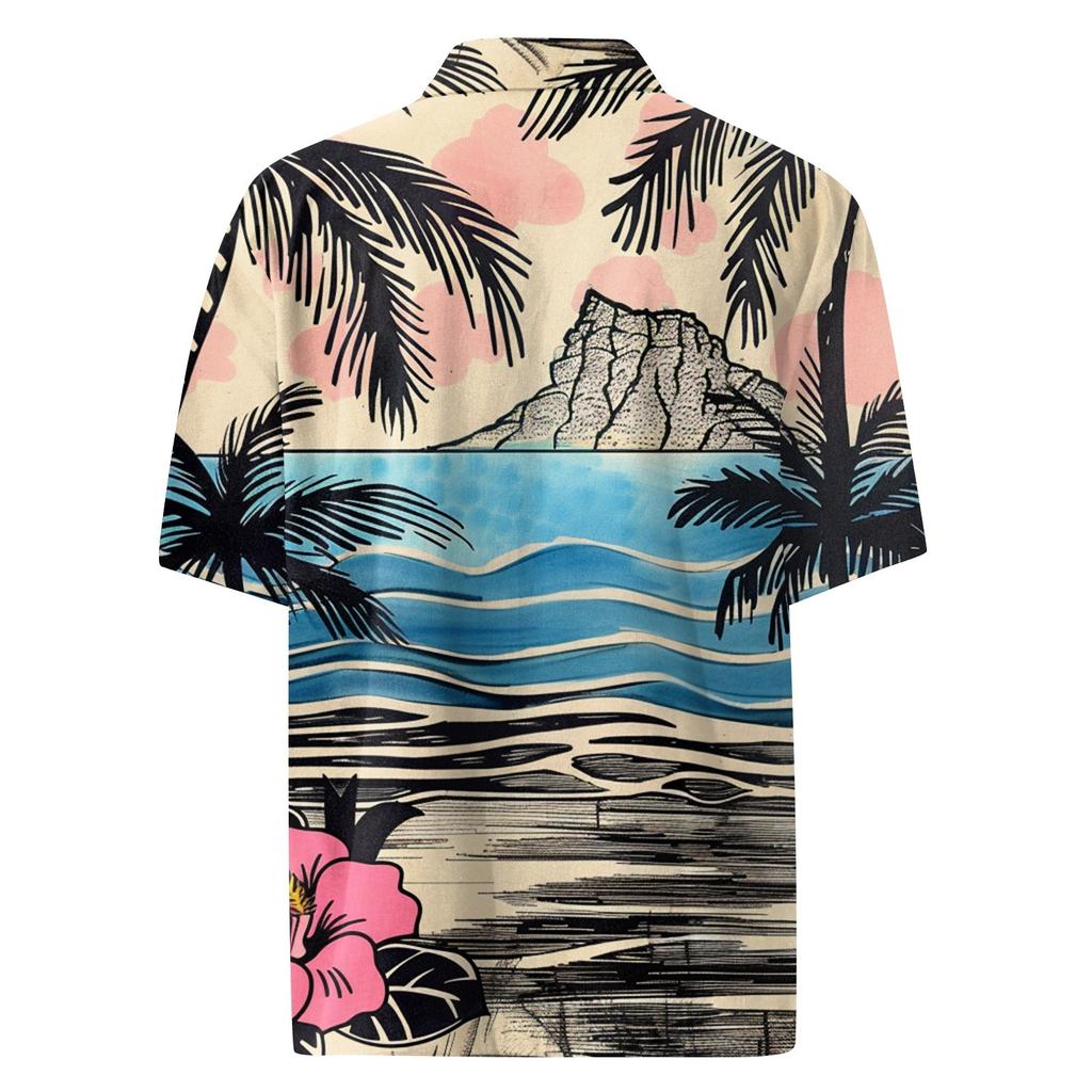 Men's Fashion Loose Hawaiian Printed Short Sleeve Beach Shirt