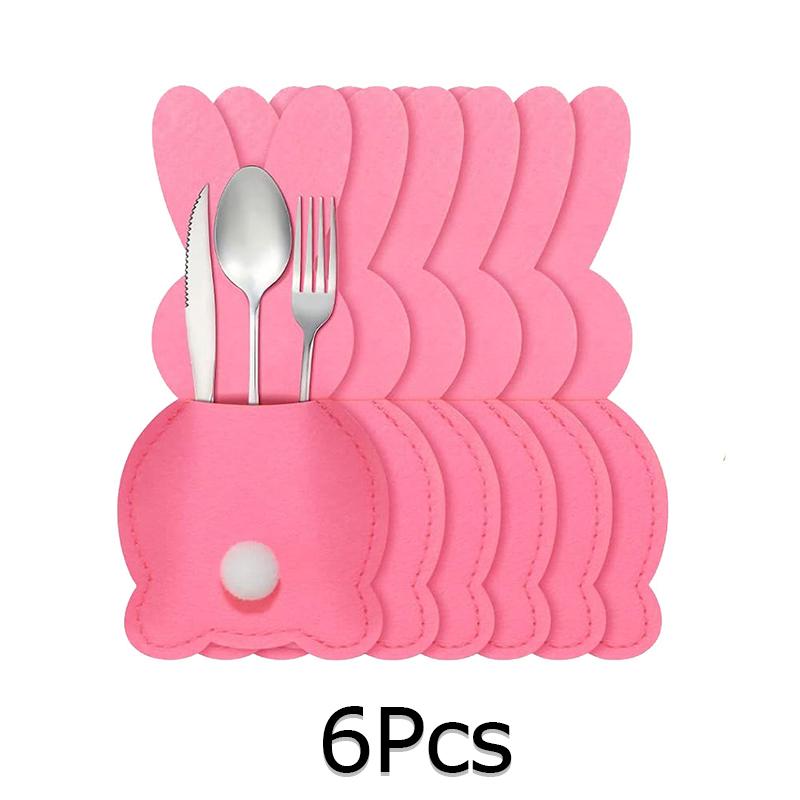 6 шт./компл. фетровая ткань для украшения праздничного стола, мешочки для столовых приборов в виде кролика, пасхальные мешочки для ножей и вилок на день рождения, разноцветные