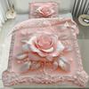 Комплект пододеяльника «Розовая роза и серебристые листья» Элегантный дизайн Мягкое постельное белье Машинная стирка Декоративный комплект одеяла для спальни