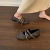 2005 New Fashion Flat Bottom Spring Square Toe Women Mary Jane Fashion Cross Buckle Ladies Casual Dress Ballet Flats Shoes