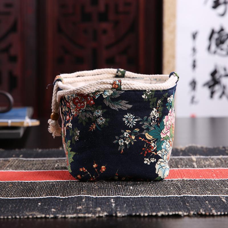 Китайские утолщенные хлопковые мешочки для чайных чашек, дорожные портативные мешочки на шнурке, многофункциональная сумка для хранения, тканевый мешочек для чайника, новый
