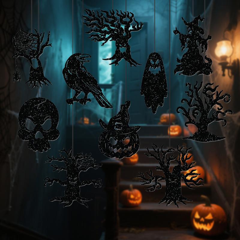 10 шт./набор Хэллоуин Подвесной баннер Гирлянда Страшный Паук Ведьма Призрак Летучая мышь Подвеска Украшение Счастливый Хэллоуин Вечеринка Домашние украшения