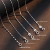 Korean Style S925 Sterling Silver Necklace: Carved Lip Round Link Chain with Silk Texture, Gingham Design, Starry Sky Accents, Plain Collarbone Chain